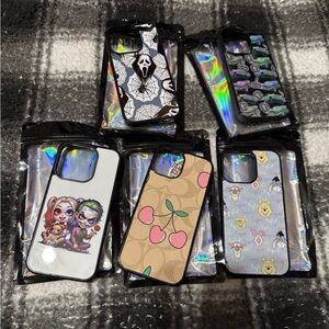 5 lb box of Stylish Phone 15 Pro Cases plus extras  Multicolor Designs